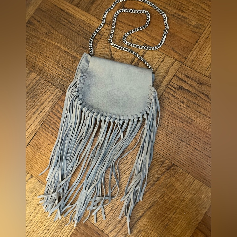 Zara Woman 100 % Cow Leather Fringe Boho Chain Strap Crossbody. NWOT